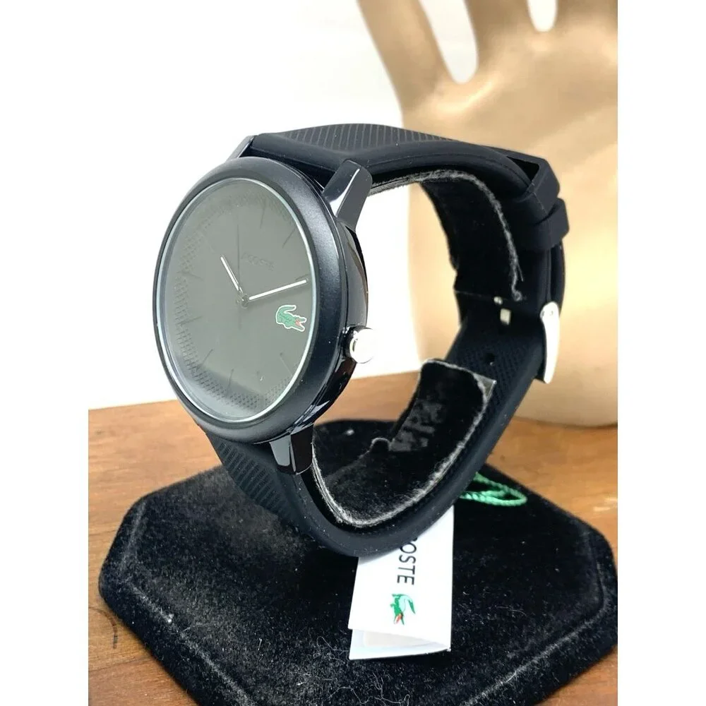 Lacoste Men's Watch 2070024 Quartz Black Dial Textured Rubber Band 42mm